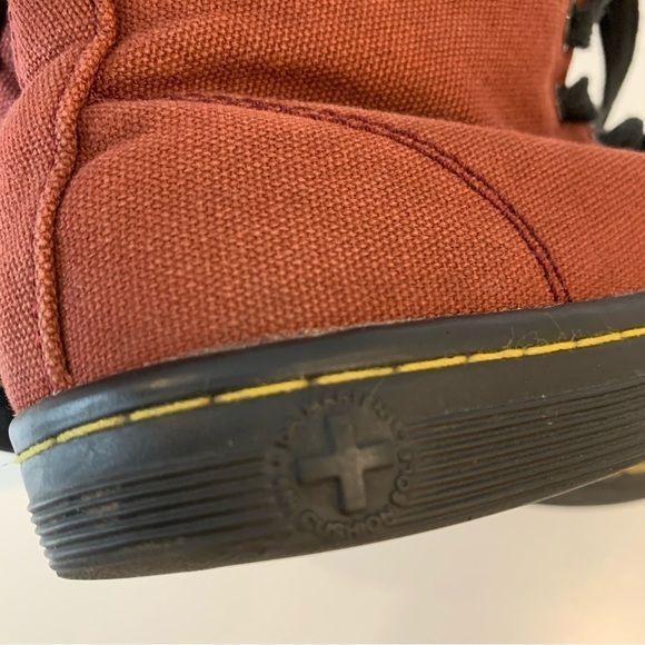Dr Martens sz 6 Red Maelly Canvas Ankle Boots Padded Collar Women's Shoes - Picture 9 of 12